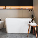 Garvee 67" Freestanding Bathtub, Deep Soaking Tub with Non-Slip Base, Acrylic Free Standing Tub, CUPC Certified Stand Alone Tub, Modern Bathroom Soaker Tub with Chrome Drain, Easy Install, White