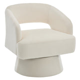 Garvee Modern Swivel Barrel Accent Chair Set of 2 – Soft Velvet Upholstery – Striped Openwork Backrest – 360° Rotating Lounge Armchairs for Living Room, Bedroom, Vanity, Reading Nook – Velvet | Beige - Velvet | Beige