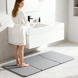 Garvee Diatomite Bath Mat, 24x16 Inch Fast Drying Bathroom Rug with Non-Slip Backing, Highly Absorbent Stone Shower Mat for Bathroom, Kitchen, Entryway, Modern Elegant 3-Section Design, Easy to Clean