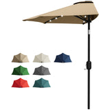 Garvee Solar LED Half Patio Umbrella, 9FT Outdoor Shade Parasol – Smooth Crank Lift, UV Protection, Ideal for Patio, Garden, Deck, Balcony, Backyard, Tan Color