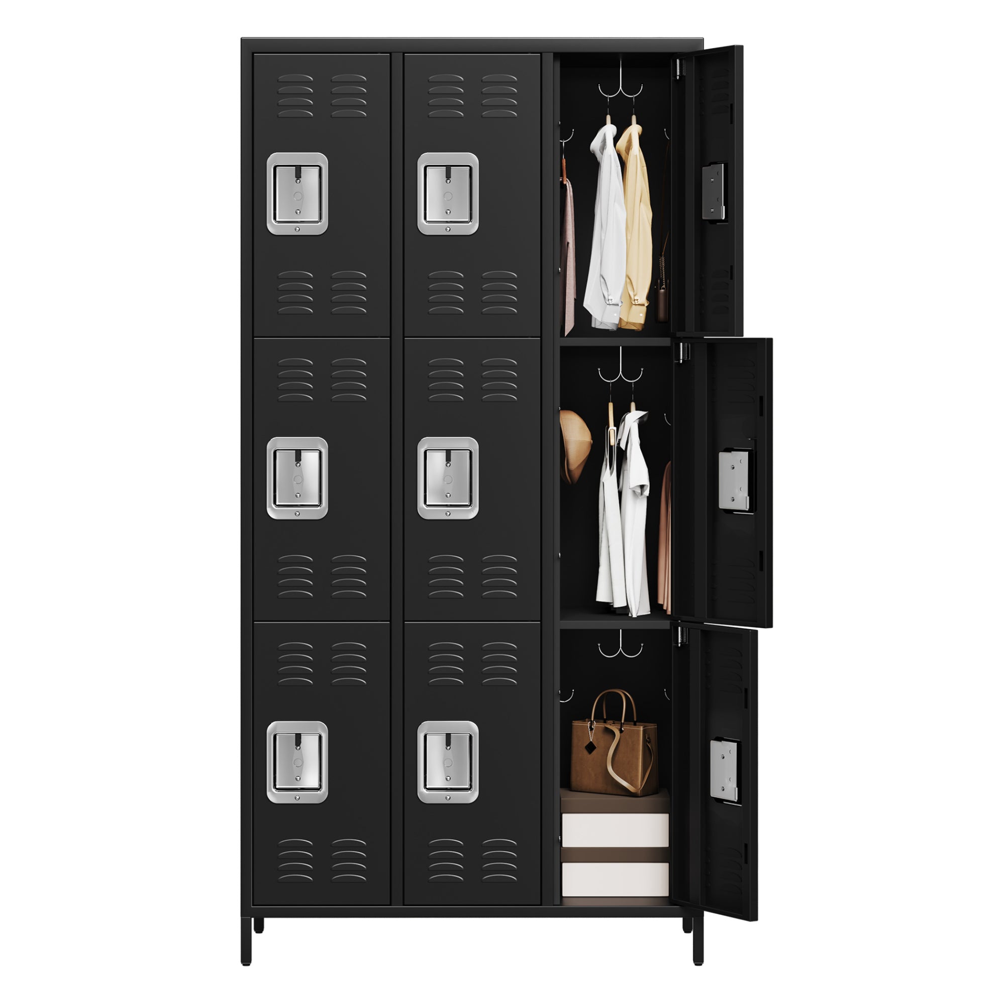 Garvee 9-Door Metal Storage Locker Cabinet with Locks and Hooks