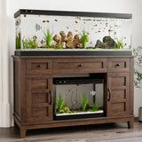 Garvee Aquarium Stand for 55 Gallon Fish Tanks – Wooden Cabinet Rack with Power Outlet, appropriate for Reptile Enclosures, Turtle or Breeder Habitat, Brown - Retro Brown