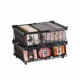 Garvee 2-Pack Adjustable Freezer Storage Baskets, Stackable Carbon Steel Wire Bins with Handles, Expandable Chest Freezer Organizer for Frozen Food, Ice Cream & Pantry - Black - Bxj-70458-4Bk 4-Piece Black Set
