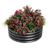 Garvee Round Metal Raised Garden Bed, 2x1FT Galvanized Planter Box, Rust-Resistant, Open Bottom, Safe Edge, Easy Assembly for Vegetables, Flowers & Herbs – Black - Black