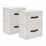 Garvee Collapsible Fabric Storage Bins with Lids & Handles, Non-Woven Closet Organizer Baskets - Cardboard Reinforced, Stackable Dustproof, for Clothes & Toys - 4 Pack, 38 x 25 x 25 cm, Beige - Beige
