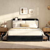 Garvee Twin Size Bed Frame with Shelf & Drawers for Kids- Black & Beige - Black + Off-White