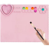 Garvee Non-Slip Silicone Craft Mat 20x16 Inch for Baking & Painting – Collapsible Cup & Brush Holder, Color Dividers, Easy to Clean, Ideal for Kids & Artists – Pink Charm