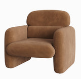 Garvee Modern Ergonomic Accent Chair – Solid Wood Frame, Breathable Natural Fiber Fabric, Padded Lounge Armchair for Living Room or Bedroom – Easy Assembly – Brown - Brown | Chenille