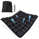 Garvee 3D Inflatable Air Cell Seat Cushion for Office Chair, Car & Wheelchair - 42 Air Cells Pressure Relief - Breathable Lycra-TPU - Includes Pump & Storage Bag - Black