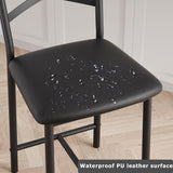Garvee Modern Counter Height Bar Stools Set of 4 – Black Metal Dining Chairs with Backrest, Thick PU Leather Cushions, Waterproof, Sturdy, Easy Assembly – Ideal for Kitchen Island or Dining Room – 4-Piece Combo, Color: Black