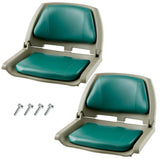 Garvee 20-Inch Wide Marine-Grade Foldable Boat Seats 2-Pack, Low Back Molded Boat Cabin Seating with UV-Resistant Vinyl Cushions, Universal 5"x5" Bolt Pattern for Fishing Boat, Pontoon - Dark Green