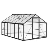 Garvee Polycarbonate Greenhouse, 8 x 12 FT Black Aluminum Frame with Lockable Sliding Door, Adjustable Roof Vent and Upgraded Handle for Patio Growing - Black