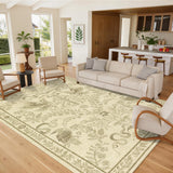 Garvee 9' x 12' Large Camel Vintage Botanical Bird & Snake Area Rug, Washable Non-Slip Soft Low-Pile Rug for Living Room & Dining Room - Camel