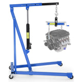 Garvee 3000 LBS Hydraulic Engine Hoist with Lever, 1.5-Ton Telescoping Boom Shop Crane with 4 Heavy-Duty Casters, Garage & Warehouse Cherry Picker for Automotive, Machinery, and Equipment Lifting, Blue - Blue