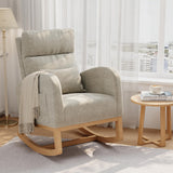 Garvee Linen Rocking Chair, Modern Nursery Glider Chair with Side Pockets and Pillow, Rocker Chair for Living Room Bedroom Nursing Room, Grey - Grey + Linen