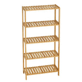 Garvee 5-Tier Wide Bamboo Shelf Narrow Bathroom Shelf with Slatted Shelves Natural Wood Plant Stand Standing Towel Rack Corner Rack for Bathroom Entryway Bedroom Kitchen Sunroom