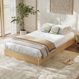 Garvee Minimalist Fluted Platform Bed Frame – Wooden, Low Profile, Sturdy, Noise-Free, Easy Assembly, No Box Spring Needed – Twin XL Size, Wood Color - Oak