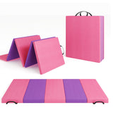 Garvee 5-Panel Folding Gymnastics Mat, Durable PU Leather Exercise Mat with High-Density EPE Foam, [10ft x 4ft x 2inch] for Yoga, Tumbling, and Floor Workouts - Professional Black - Pink-Purple