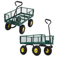 Garvee Heavy Duty Steel Garden Cart 550 LBS Load 3-in-1 Design 10" Pneumatic Tires 180° Rotating Handle Removable Sides for Farm Yard