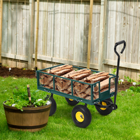 Garvee Heavy Duty Steel Garden Cart 550 LBS Load 3-in-1 Design 10" Pneumatic Tires 180° Rotating Handle Removable Sides for Farm Yard