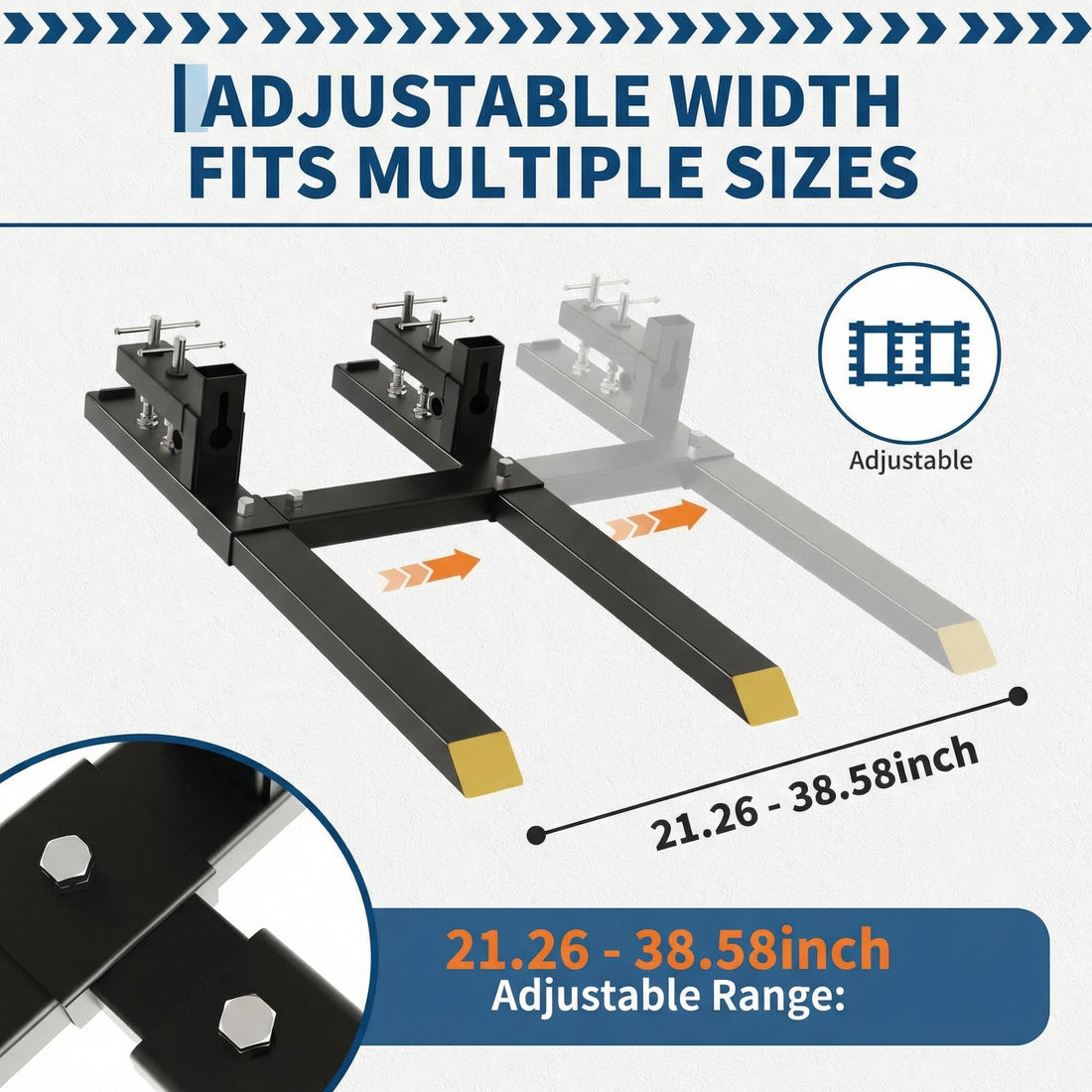 Garvee 65" Clamp on Pallet Forks with Adjustable Stabilizer Bar, Heavy Duty 6000Lbs Tractor Pallet Forks, Tractor Bucket Forks for Loader Bucket Skid Steer Tractor，Yellow