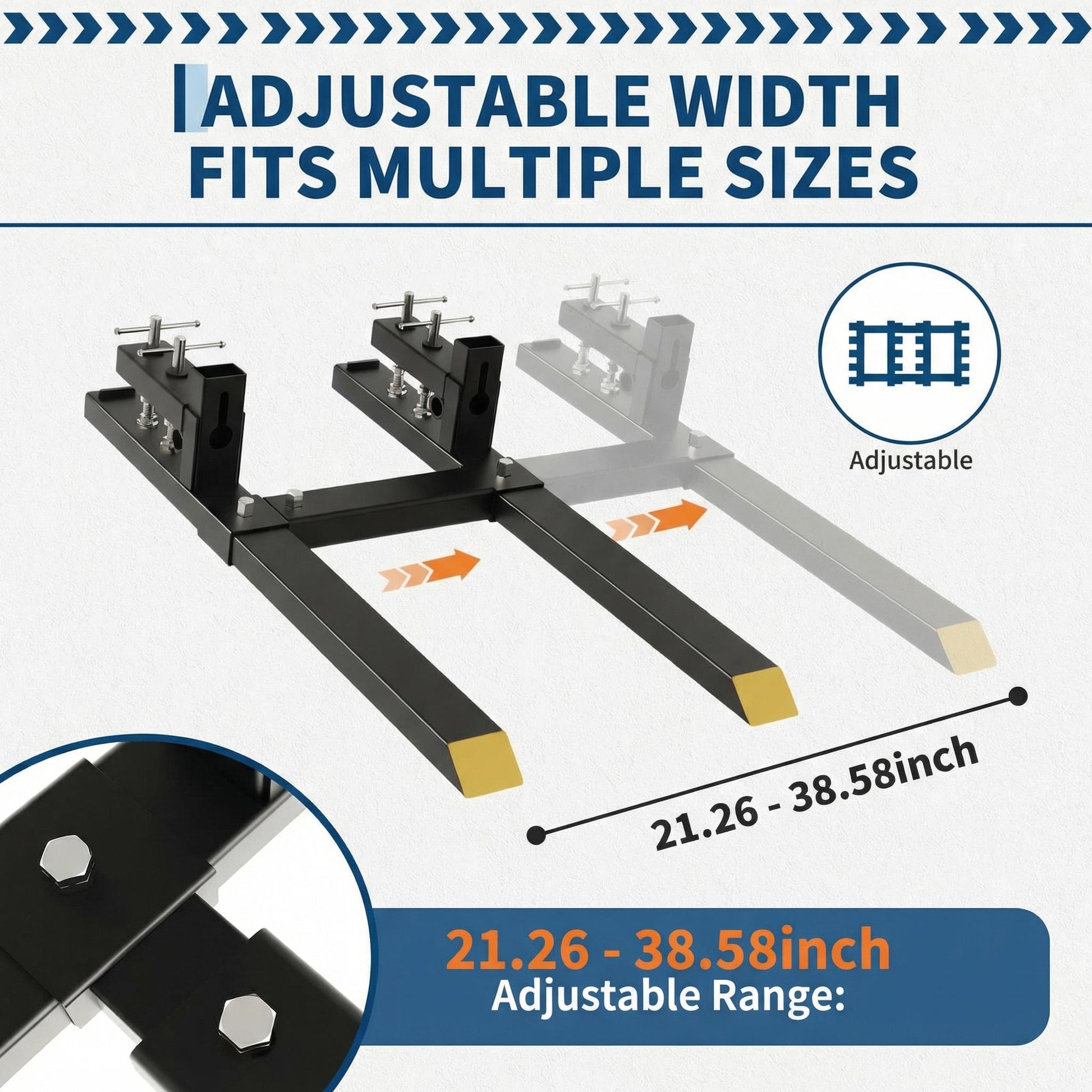 Garvee 65" Clamp on Pallet Forks with Adjustable Stabilizer Bar, Heavy Duty 6000Lbs Tractor Pallet Forks, Tractor Bucket Forks for Loader Bucket Skid Steer Tractor，Yellow