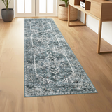 Garvee Vintage Kitchen Runner Rug 2x6 Rug Runners for Hallways Ultra-Thin Washable Runner Rug Non Slip Oriental Tribal Soft Carpet Runner for Bathroom Bedroom Laundry Room, Blue - Blue-Green
