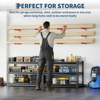 Garvee Heavy Duty Steel Lumber Storage Rack Set – 3-Tier Wall Mounted Organizer Shelf – 600LBS Total Capacity – Space Saving for Garage, Rack, Workshop – Easy Installation – Orange – 2 Pack