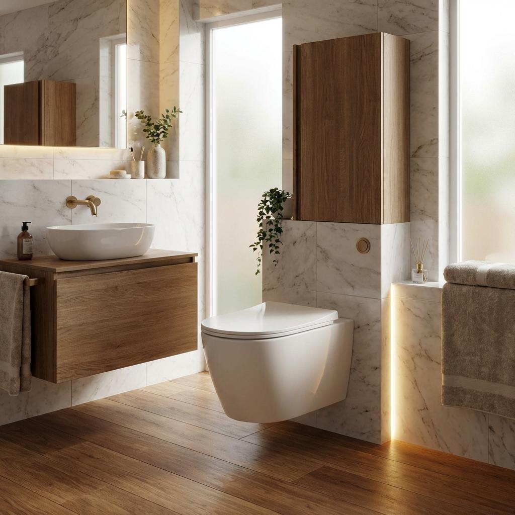 Garvee Modern Wall-Mounted Toilet with Ultra Thin Cover, Easy Clean Ceramic, Space Saving, White