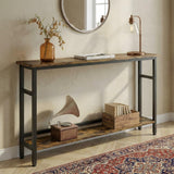 Garvee Slim Console Table 5.9" Narrow Sofa Table, 2 Tier Skinny Console Table with Adjustable Shelf, Slim Behind Couch Table for Living Room, Entryway, Hallway, Foyer - Rustic Brown - Rustic Brown