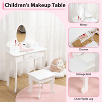 Garvee Kids Vanity Set with Adjustable Angle Mirror, Drawers and Stool Suitable for Age 3-10, White