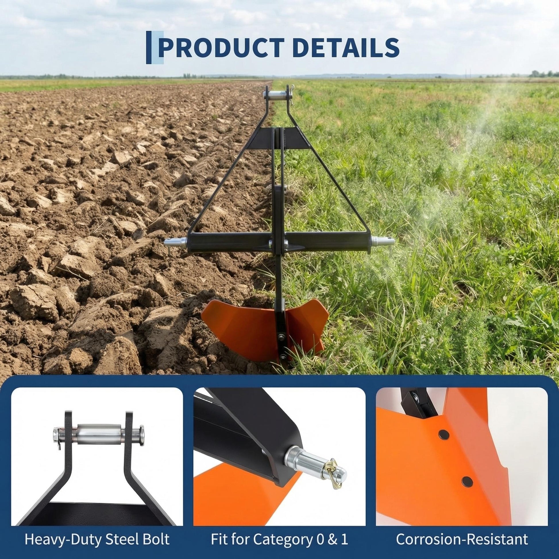 Garvee Durable Farm Equipment Attachment – Agricultural Machinery Accessory – Heavy-Duty Construction – Powder-Coated for Longevity – Orange Color