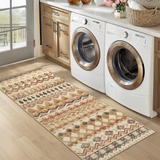 Garvee Boho Beige 2x6 Runner Rugs, Washable Distressed Geometric Printed Hallway Rug, Non-Slip Low Pile Area Rugs, Foldable Non-Shedding Carpet Runner for Kitchen, Laundry, Entryway - Beige