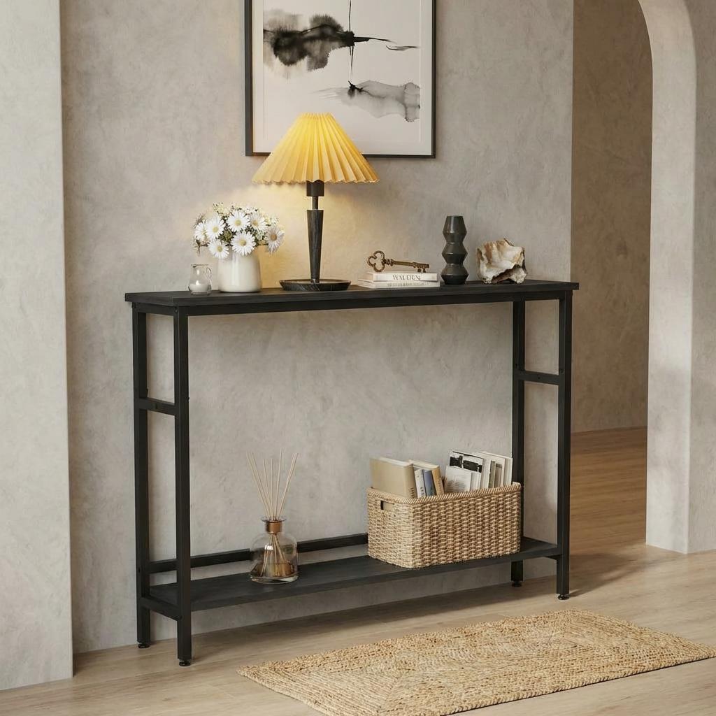 Garvee Slim Console Table 5.9" Narrow Sofa Table, 2 Tier Skinny Console Table with Adjustable Shelf, Slim Behind Couch Table for Living Room, Entryway, Hallway, Foyer - Black
