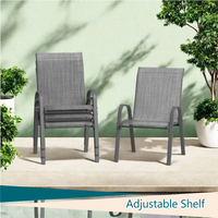 Garvee Outdoor Stackable Chairs Set of 4 - Patio Dining Sling Chairs with Textilene Fabric for Patio, Deck, Backyard, Light Grey