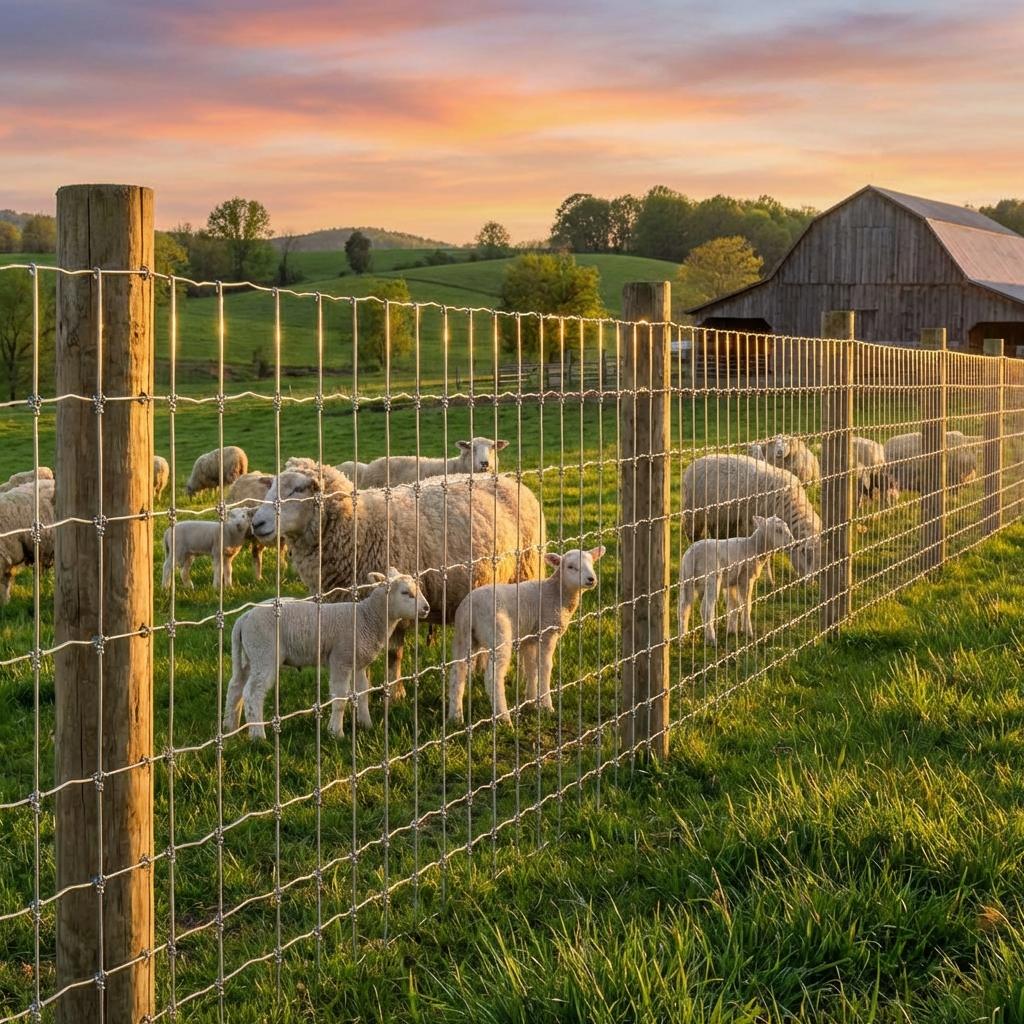 Garvee Farm Fence 4x328ft Galvanized Goat Fence, Deer Fence, Heavy Zinc Coating Hog Wire Fencing for Yard Livestock Animals Protection