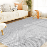 Garvee 10x13 Large Anti-Slip Modern Farmhouse Area Rug Washable Non-Shedding Braided Print Throw Rug Foldable Low Pile Soft Indoor Accent Rug for Playroom Office Bedroom, Grey - Gray