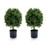 Garvee Set of 2 Artificial Topiary Boxwood Ball Trees 20 Inch, Fake Greenery for Front Porch Indoor Walkway Entryway, Green