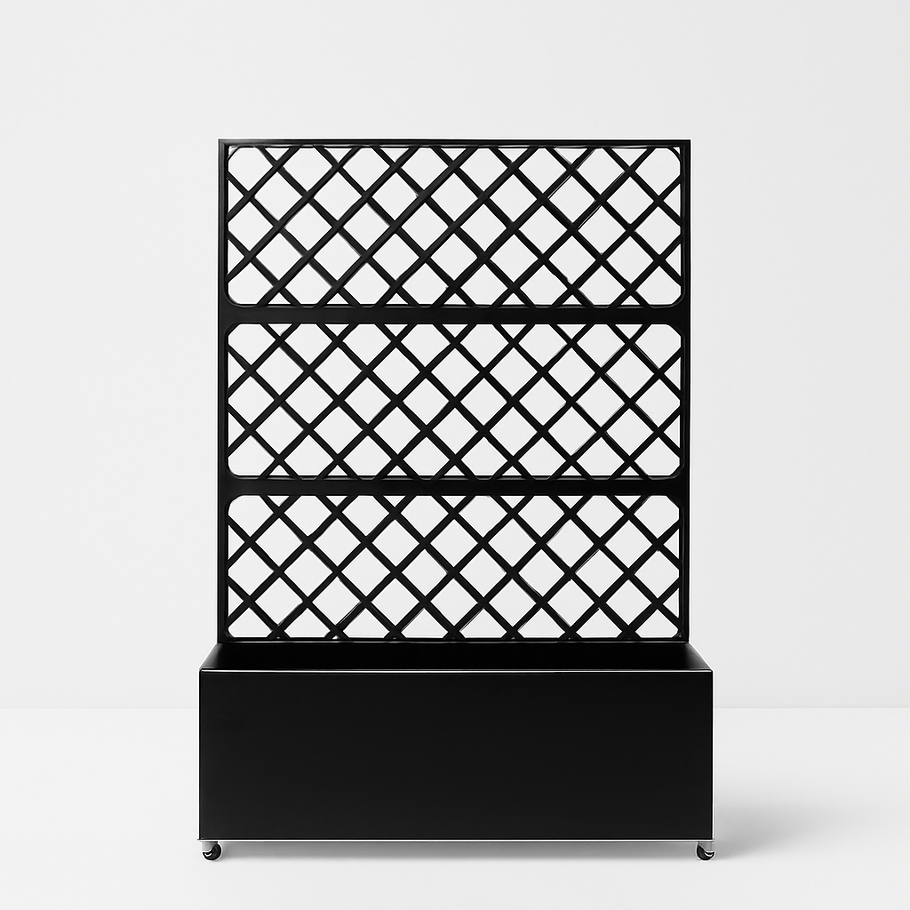 Garvee Galvanized Steel Raised Garden Bed with Trellis, Privacy Screen, Lockable Casters, Drainage Holes, Slim Profile for Patio & Deck