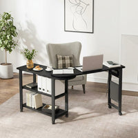 Garvee 360° Rotatable End Table with Charging Station, Extra Storage, Lockable Wheels, MDF & Metal, for Bedroom, Living Room, Black