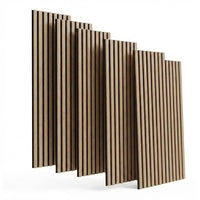 Garvee Set of 6 Modern 3D Fluted Acoustic Wood Slat Wall Panels 47.2" x 11.8" Soundproof Decorative Panels for Home Theater, Office, Studio and Interior Walls, Walnut