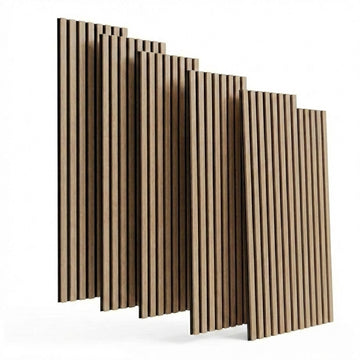 Garvee Set of 6 Modern 3D Fluted Acoustic Wood Slat Wall Panels 47.2" x 11.8" Soundproof Decorative Panels for Home Theater, Office, Studio and Interior Walls, Walnut