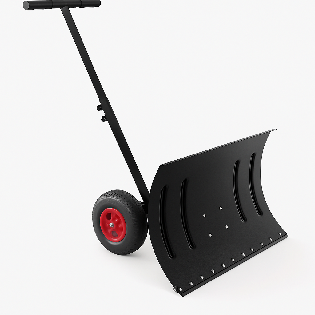 Garvee Snow Shovel with Wheels for Driveway, 20" Wide Adjustable Snow Pusher with 5-Position Angle & Height Handle, Ergonomic Back-Saving Snow Removal Tool for Sidewalks, Yards & Patios - Black