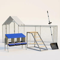 Garvee All-in-One Backyard Chicken Coop Starter Kit: Predator-Proof Walk-In Poultry Run, Roll-Away Nesting Box, Climbing Gym & Adjustable Cleaning spatula - Comfort for 1-4 Hens