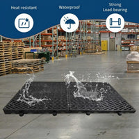 Garvee Heavy Duty Plastic Pallets - 23.6"x11.8"x1.18" - Stackable, Non-Slip, Waterproof, Dampness-Proof, Ventilated Grid Floor Pallets - Perfect for Basement, Garage, Kitchen, Outdoor Storage - Set of 12, Black