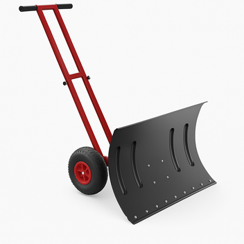 Garvee 29"W X 20"H Snow Pusher Shovel with Wheels,Heavy Duty Steel Snow Shovel with Wheels,Angled Blade Efficient Snow Removal With5-Position Angled Blade & Adjustable Handle for Doorway, Sidewalk