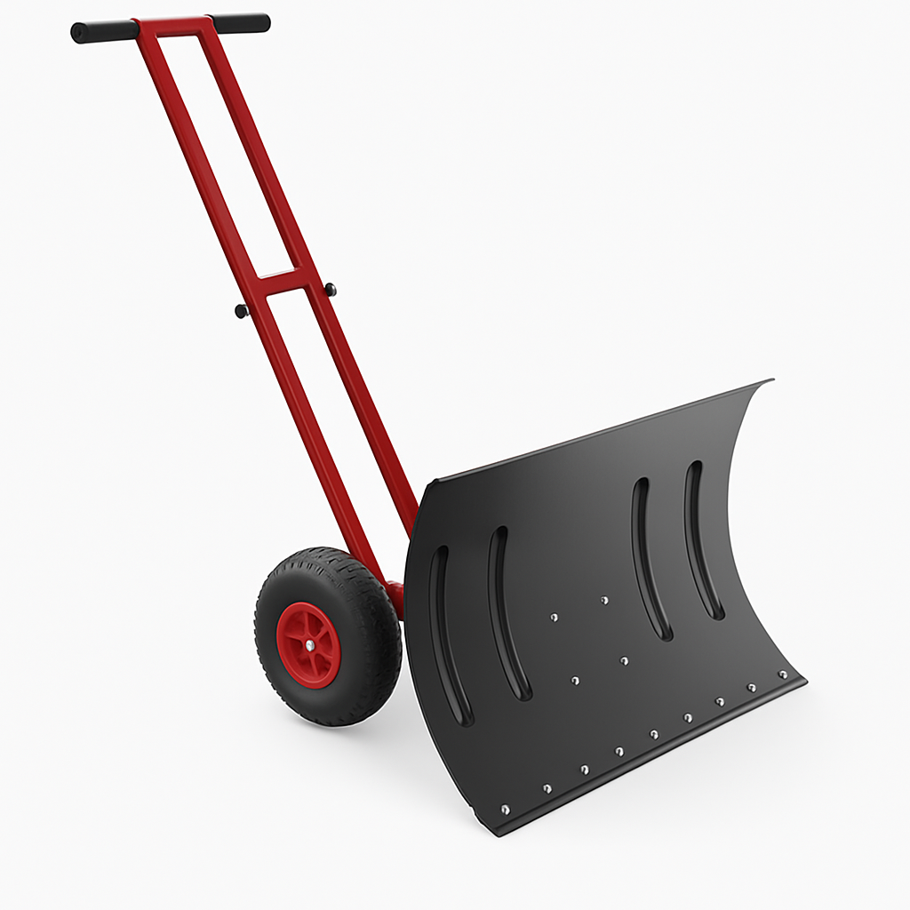 Garvee 29"Snow Pusher Shovel with Wheels,Heavy Duty Steel Snow Shovel with Wheels,Angled Blade Efficient Snow Removal With5-Position Angled Blade & Adjustable Handle for Doorway, Sidewalk