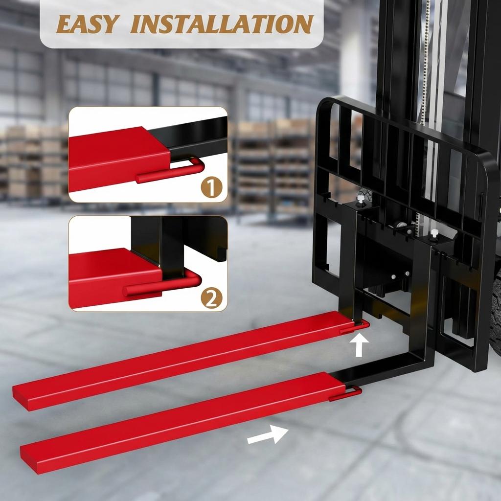 Garvee 72" Heavy Duty Steel Forklift Extensions for 4.5" Wide Forks, Warehouse, Farm, Construction, Heavy Duty Alloy Steel, Rust Resistant, Powder Coated