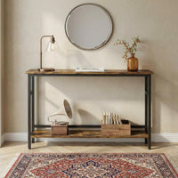 Garvee Slim Console Table 5.9" Narrow Sofa Table, 2 Tier Skinny Console Table with Adjustable Shelf, Slim Behind Couch Table for Living Room, Entryway, Hallway, Foyer - Rustic Brown