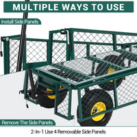 Garvee Heavy Duty Steel Garden Cart 550 LBS Load 3-in-1 Design 10" Pneumatic Tires 180° Rotating Handle Removable Sides for Farm Yard